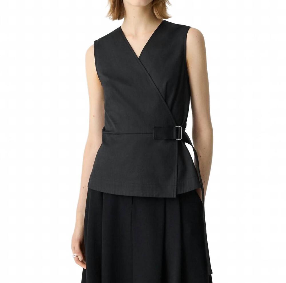 NEW THEORY women's sleeveless wrap top in black